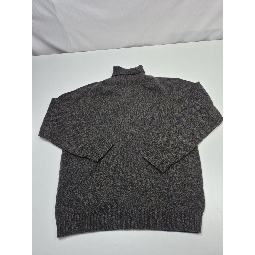 Sunspel Sweater Mens XL Blue 100% Lambswool Mock Neck Knit Pullover Scotland